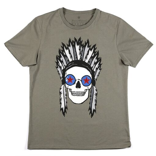 SansRival - t-shirt - indian skull - color olive