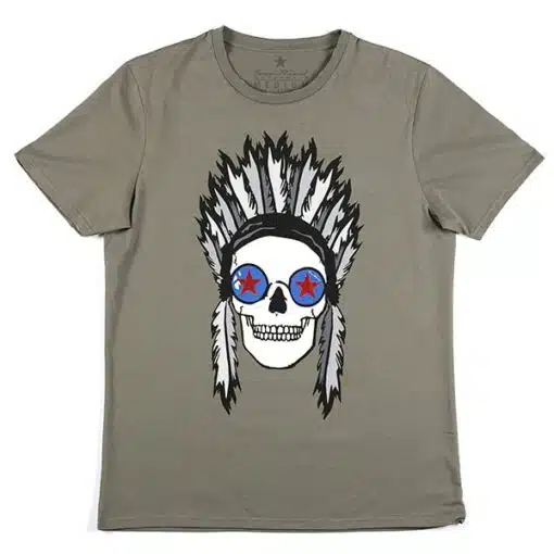 SansRival - t-shirt - indian skull - color olive